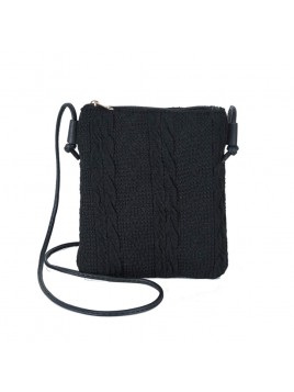 Γυναικεία τσαντάκια - Πλεκτό γυναικείο τσαντάκι χιαστί μαύρο | elana.gr